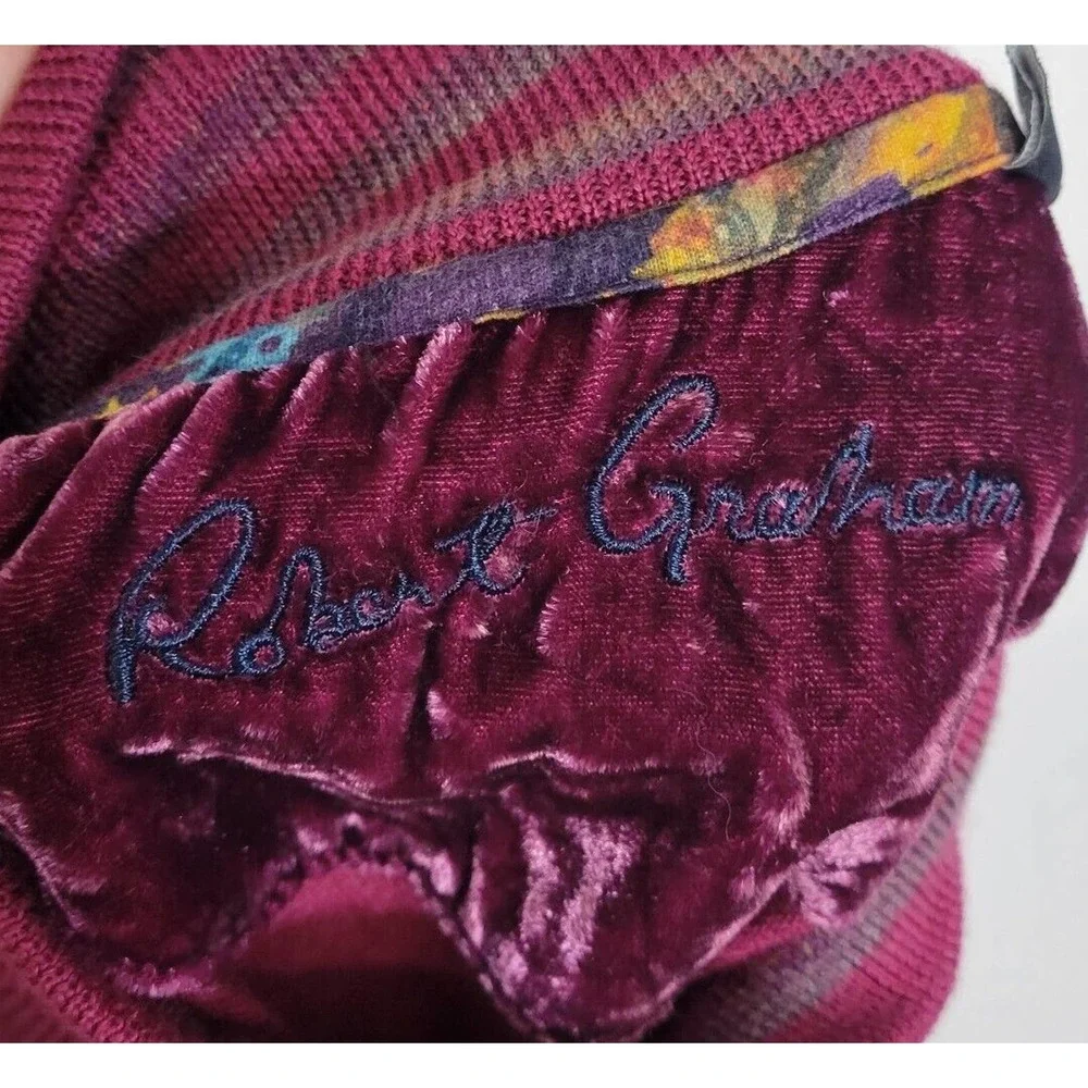 Robert Graham Dark Fuchsia Wool 1/4 Zip Pullover Sweater Size Large